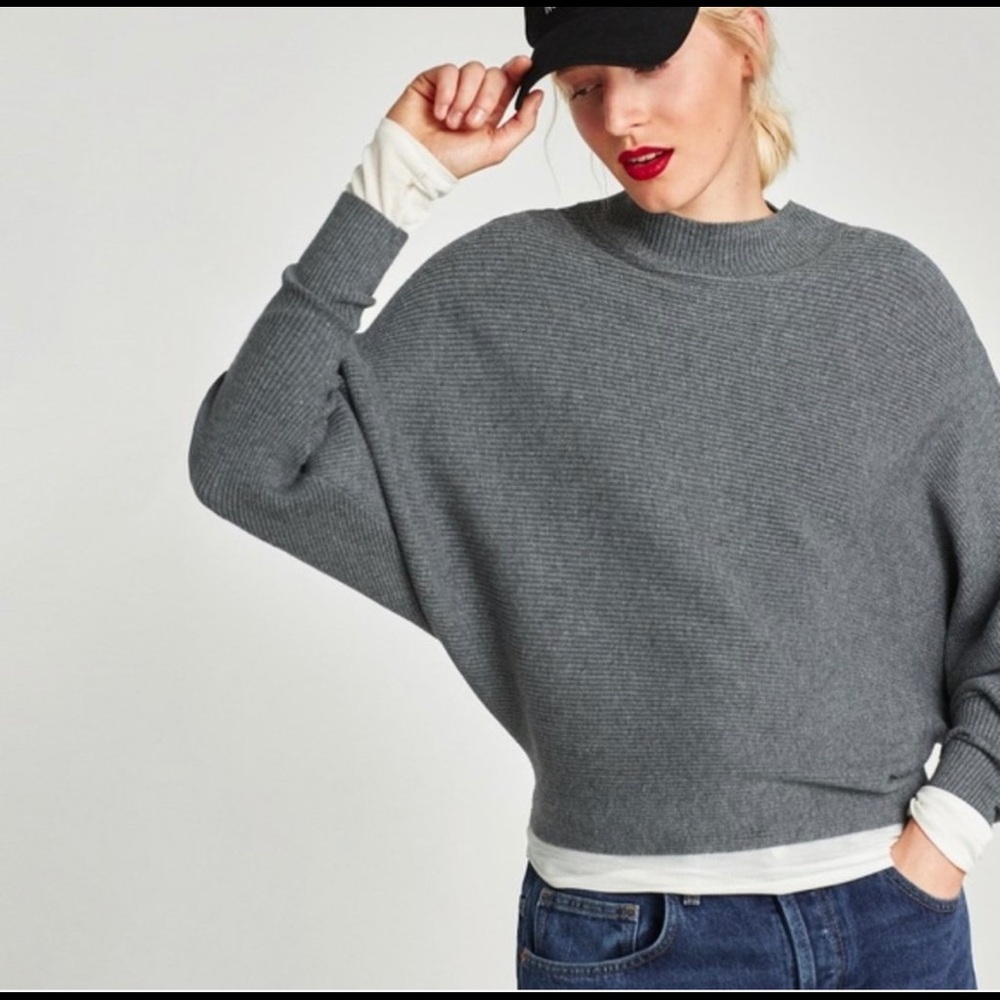 zara ribbed mock neck sweater